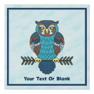 Nordic Folk Art Owl Faux Canvas Print