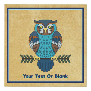 Nordic Folk Art Owl Faux Canvas Print