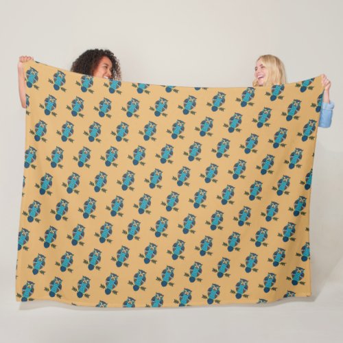 Nordic Folk Art Owl Fleece Blanket