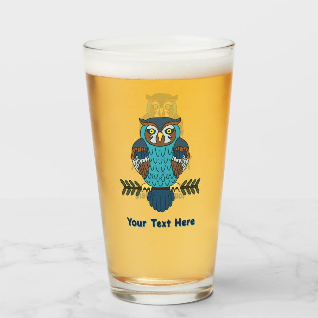 Nordic Folk Art Owl Glass (Front Filled)