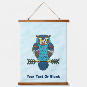 Nordic Folk Art Owl Hanging Tapestry
