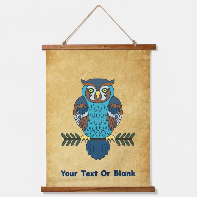 Nordic Folk Art Owl Hanging Tapestry (Front)