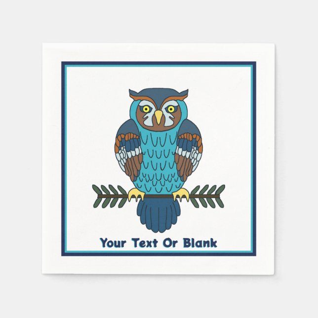 Nordic Folk Art Owl Napkins (Front)