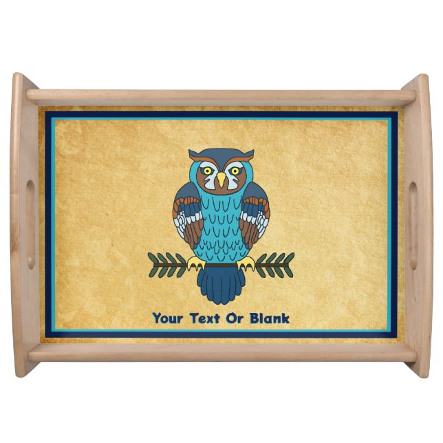 Nordic Folk Art Owl Serving Tray (Front)