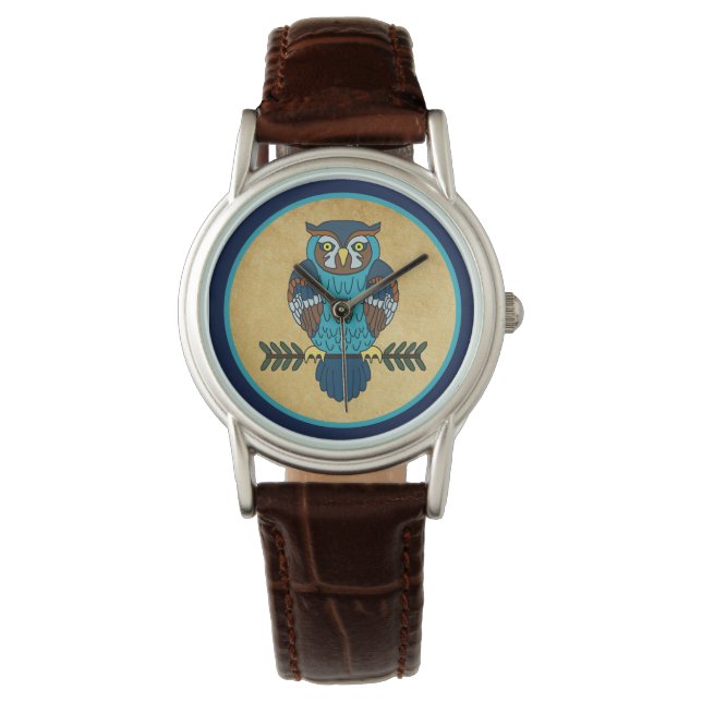 Nordic Folk Art Owl Watch (Front)