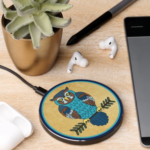 Nordic Folk Art Owl Wireless Charger