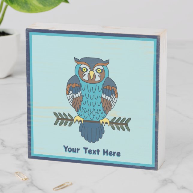 Nordic Folk Art Owl Wooden Box Sign (In Situ Horizontal)