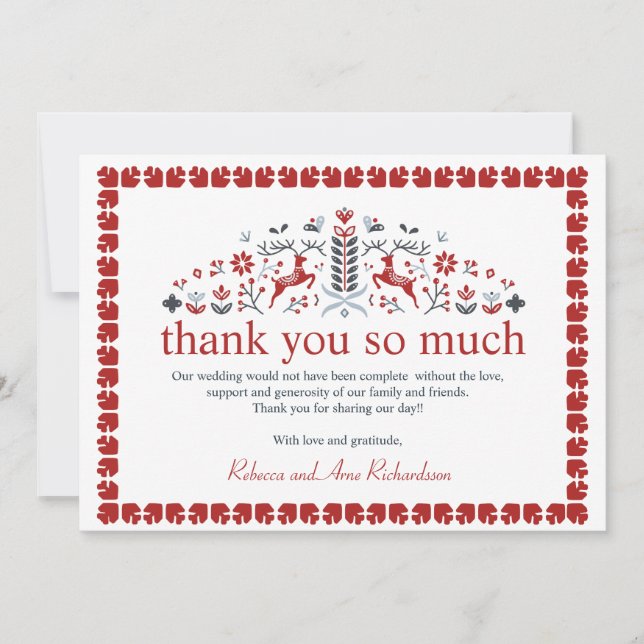 Nordic Folk Art Reindeer antler Scandinavian Photo Holiday Card (Front)