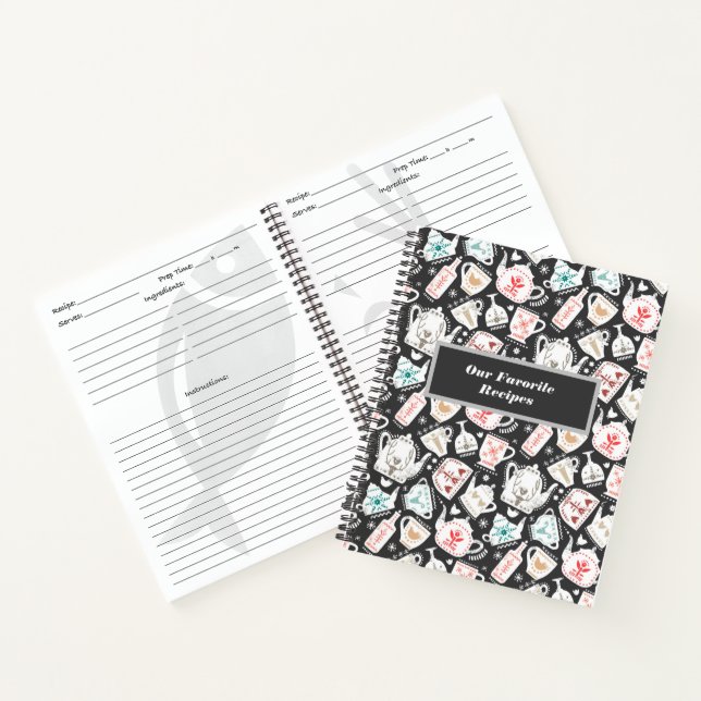 Nordic Folk Art Tableware Personalized Recipe Notebook (Inside)