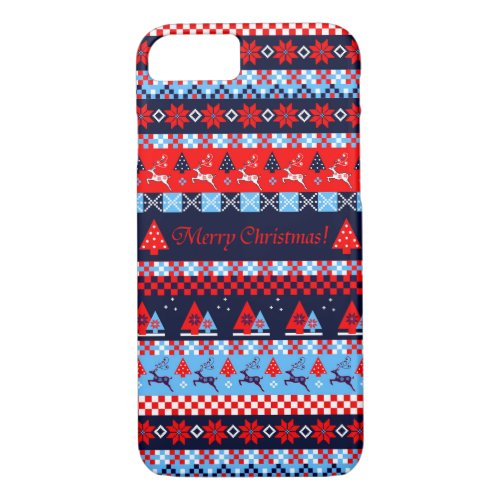 Nordic folk christmas pattern  text iPhone 87 case