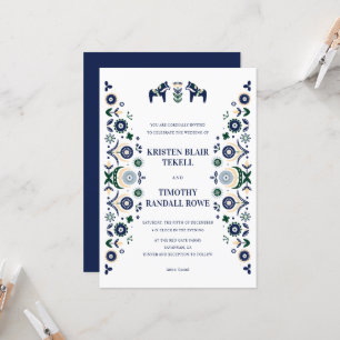 Nordic Folk Dala Horse Scandinavian Wedding V1 Inv Invitation