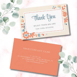 Nordic folk flowers floral discount card