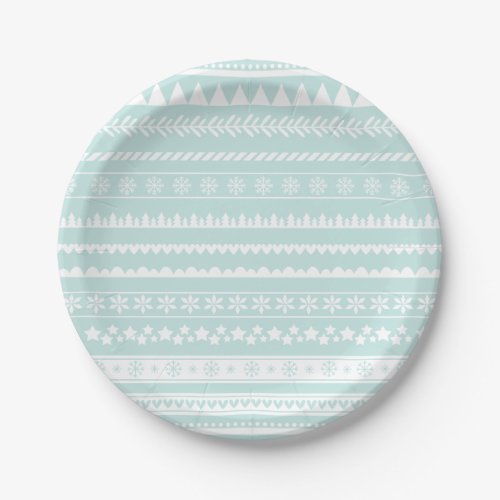 Nordic Folk Print Holiday Paper Plate