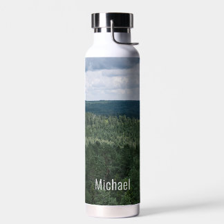 Nordic Forest Landscape Over The Trees With Name Water Bottle