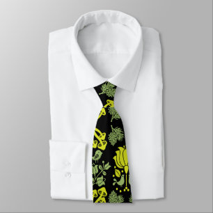 Nordic Forest Mushroom Folk Art Neck Tie