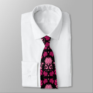 Nordic Forest Mushroom Folk Art Neck Tie