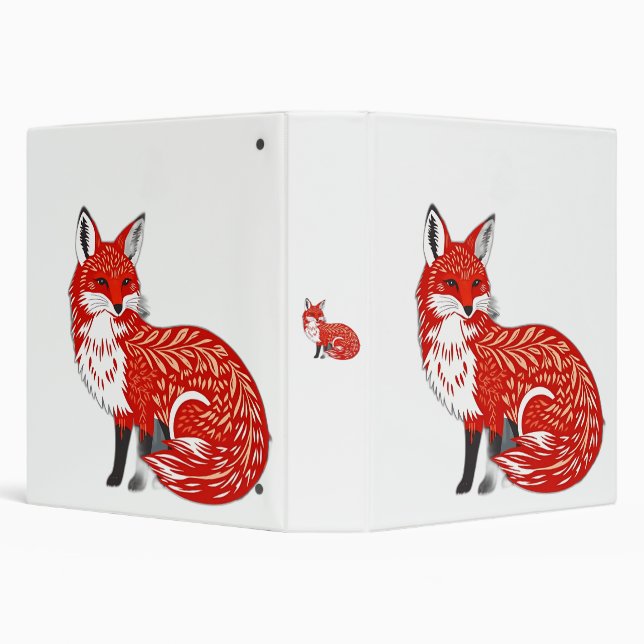 Nordic Fox with Leaf Patterns 3 Ring Binder (Background)