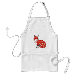 Nordic Fox with Leaf Patterns Adult Apron
