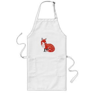 Nordic Fox with Leaf Patterns Long Apron