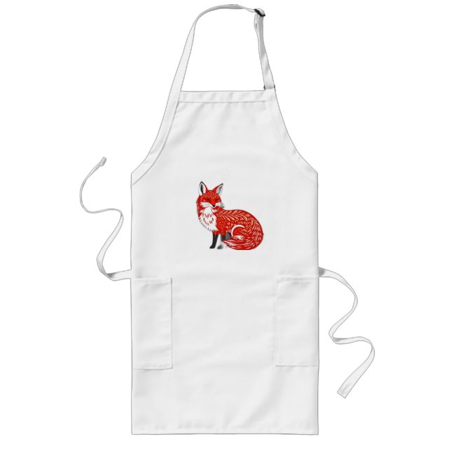 Nordic Fox with Leaf Patterns Long Apron (Front)