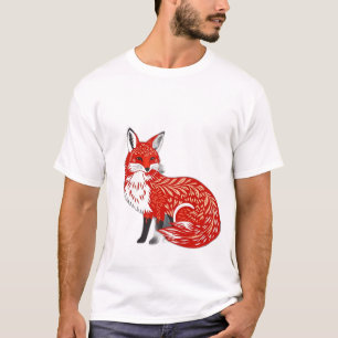 Nordic Fox with Leaf Patterns T-Shirt