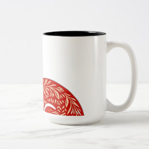 Nordic Fox with Leaf Patterns Two-Tone Coffee Mug