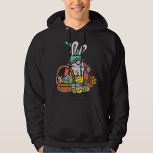 Nordic Garden Gnome Bunny Easter Eggs Basket Tomte Hoodie