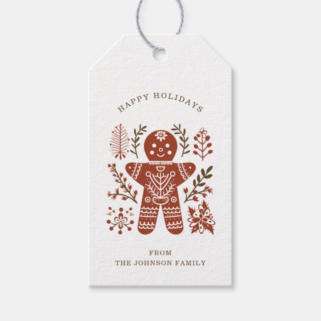 Nordic Gingerbread Man Gift Tags (Front)