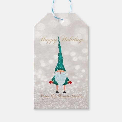 Nordic Gnome Glitter Bokeh Gift Tags