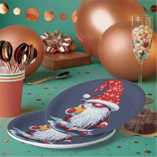Nordic Gnome Holding A Candy Cane Cocktail Paper Plates