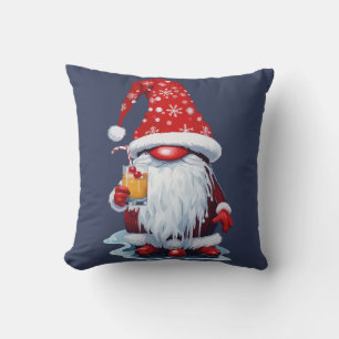 Nordic Gnome Holding A Candy Cane Cocktail Throw Pillow