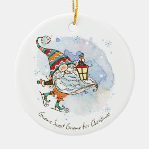 Nordic Gnome Personalized Christmas Ceramic Ornament