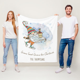 Nordic Gnome Personalized Christmas Fleece Blanket