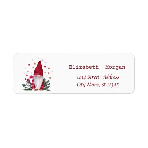 Nordic Gnome Pine Tree Branches Merry Christmas Label