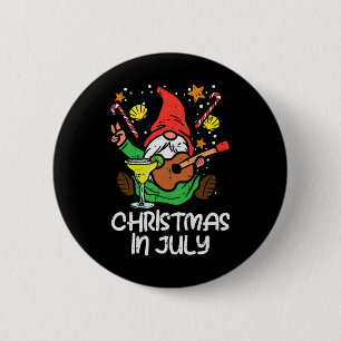 Nordic Gnome Santa Playing Guitar Christmas In Jul Button