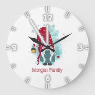 Nordic Gnome Snowflakes Christmas Large Clock