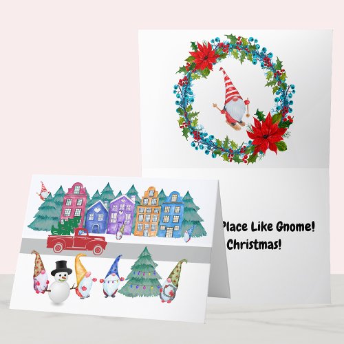 Nordic Gnome Town Christmas No Place Like Gnome Holiday Card