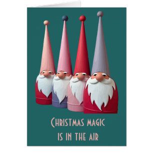 Nordic Gnomes Retro Modern Christmas Kitsch Cut  Cards