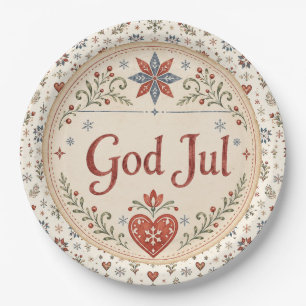 Nordic God Jul Norwegian Christmas Paper Plates