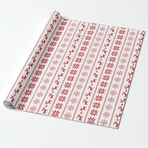 Nordic Holiday Pattern _ Red  White Wrapping Paper