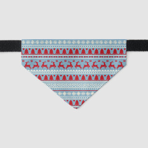 Nordic Holiday Pet Bandana – Knit-Style Snowflakes Collar