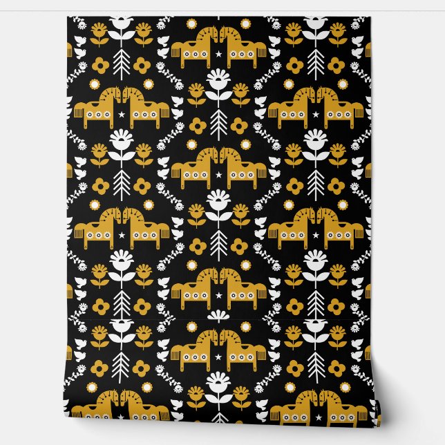 Nordic Horse Home Decor Wallpaper (Unrolling)