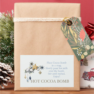 Nordic hot cocoa bomb labels, hot chocolate bomb rectangular sticker