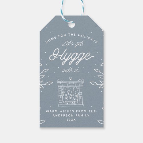 Nordic Hygge Cozy Fireplace  Scandinavian Holiday Gift Tags