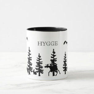 Nordic Hygge with forest and animals in black Mug