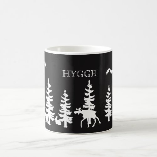 Nordic Hygge with forest silhouettes black white Coffee Mug