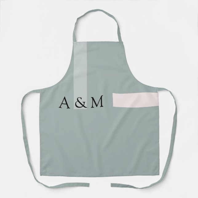 Nordic Kale Green Blush Pink Design Apron (Front)