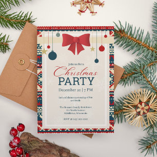 Nordic Knit Christmas Party Invitation