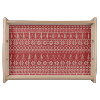 Nordic Knit Christmas Sweater Print Serving Tray