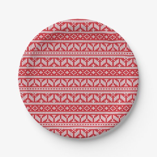 Nordic Knit Holiday Sweater Print  Paper Plate